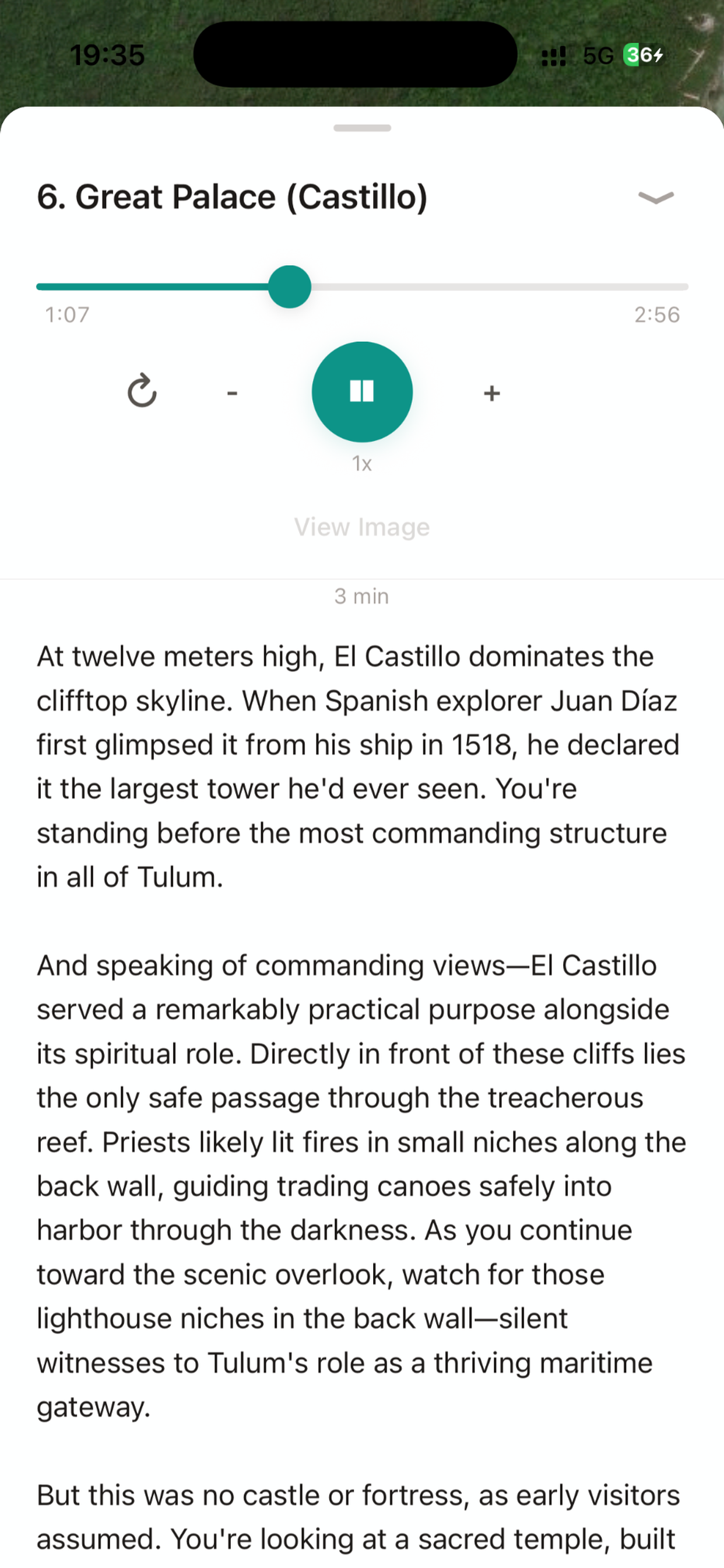 AudioMaya app showing the interactive site map